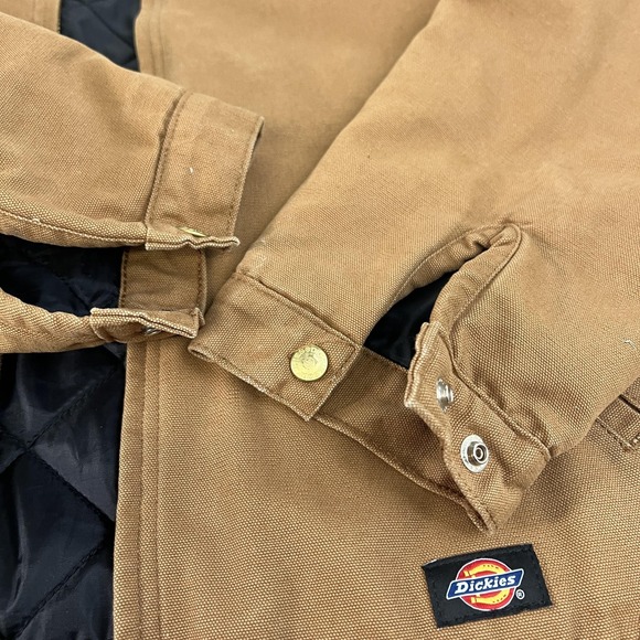 Dickies Jacket Mens XL Brown Quilted Lined Duck Canvas Zip Work Coat - Picture 5 of 14